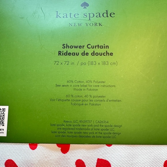 Kate Spade Red & Pink Heart Shower Curtain (72 x 72) - Picture 5 of 7